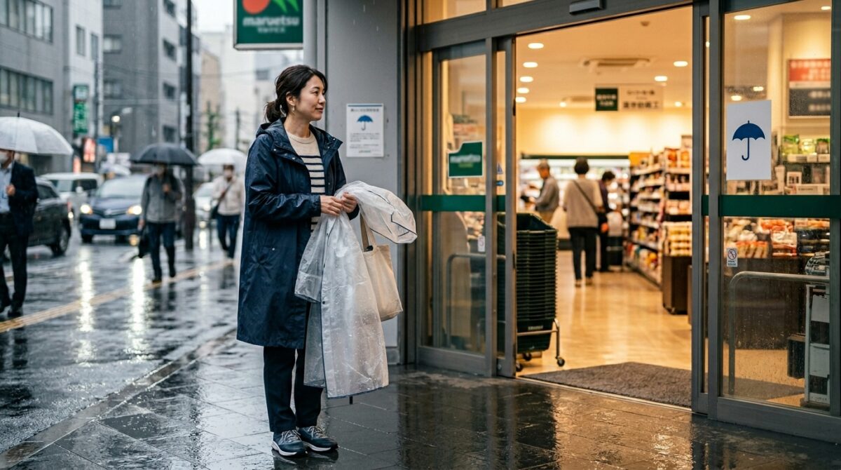 雨の日にカッパを着たままスーパーはOK？店内マナーと便利グッズ